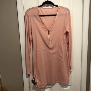 L no brand peach shirt with gold zipper
